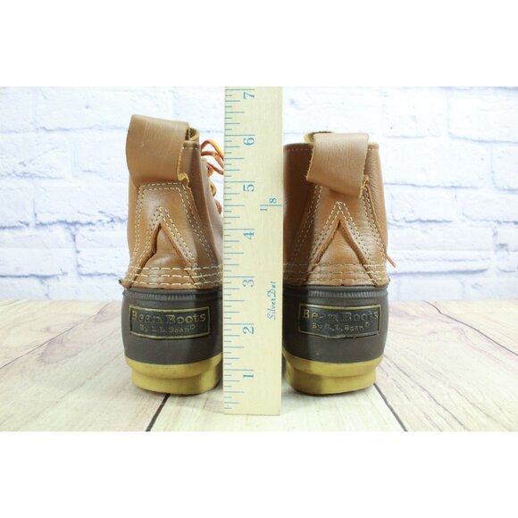 LL Bean 6" Unlined Lace Up Ankle Duck Boots Brown Leather Size 7 M - Picture 6 of 10